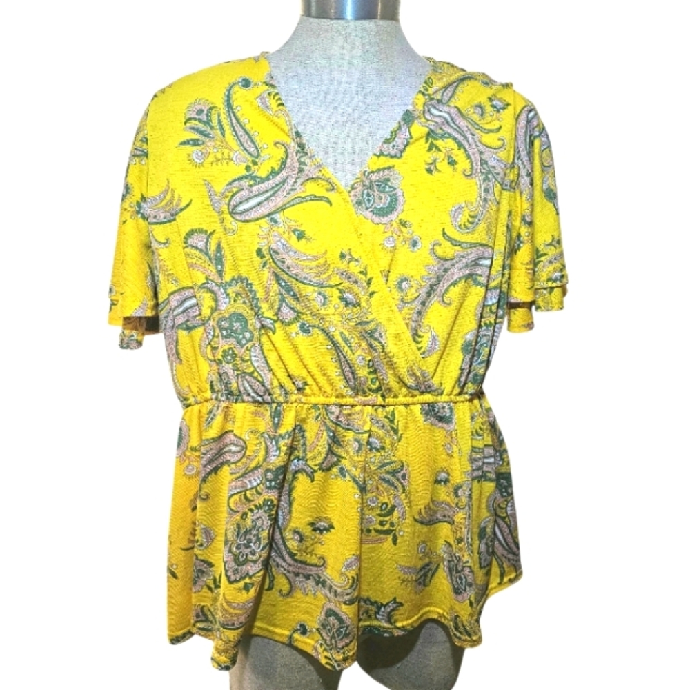 Cato Yellow Paisley Women's Top